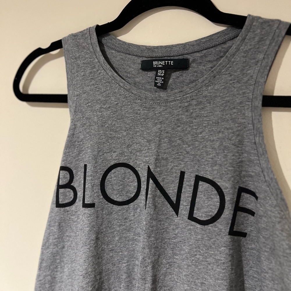 Brunette the Label Iconic "BLONDE" Graphic Muscle Tank Top - XS/S in Dark Grey - Picture 4 of 5